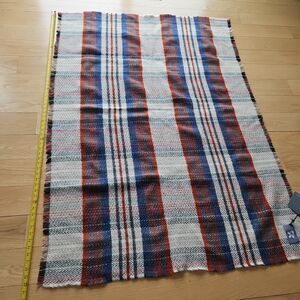 National Trust Ltd. Recycled Wool Blanket Throw Picnic  Fringe Plaid 47"×59" Nwt